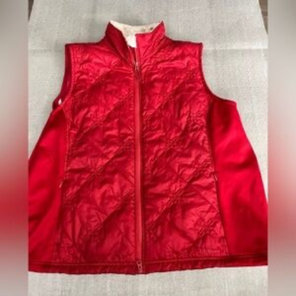 Red Quilted Sleeveless Puffer Vest